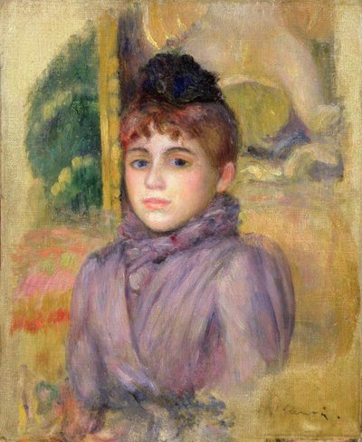 Woman in Blue with Bonnet by Pierre Auguste Renoir